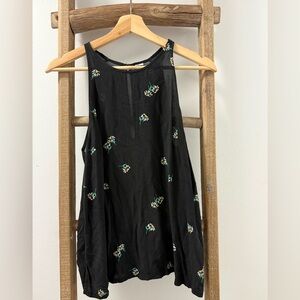 Old Navy Black Tank Top with Floral Design